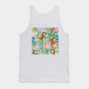 Preppy monkeys playing in the jungle, watercolor Tank Top